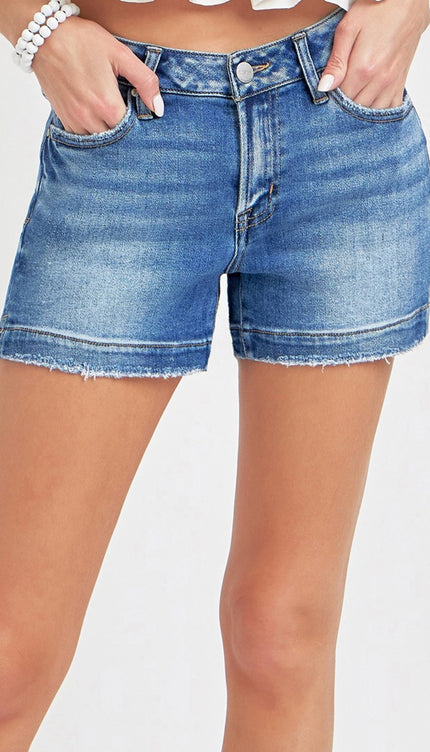 RISEN Low Rise Slit Denim Shorts