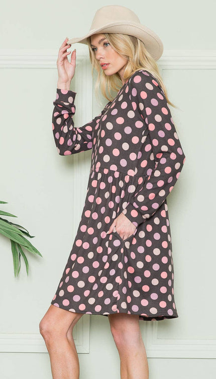 Polka Dot Dress with Pockets | Cross-Back Design | Modish 