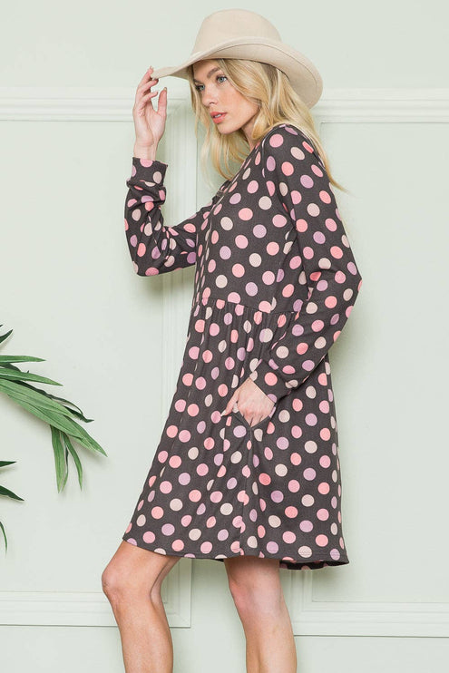 Polka Dot Dress with Pockets | Cross-Back Design | Modish 