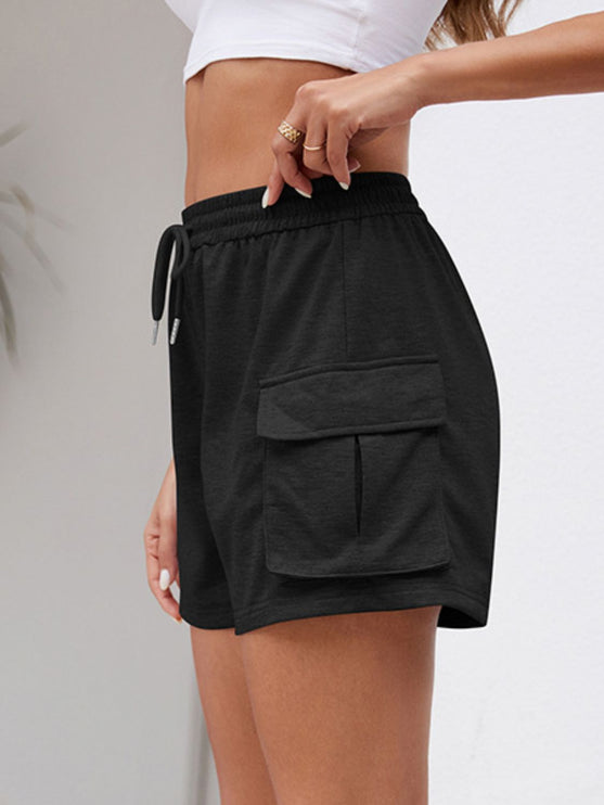 Modish Elastic Waist Shorts with Pockets