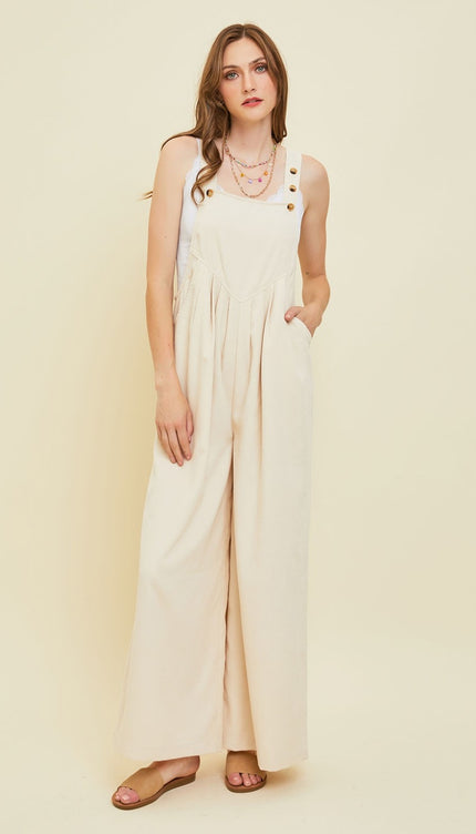 HEYSON Full Size Corduroy Sleeveless Wide-Leg Overall-Modish