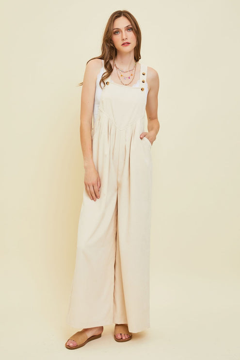 HEYSON Full Size Corduroy Sleeveless Wide-Leg Overall-Modish