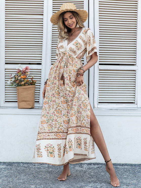 Modish Drawstring Print Dress