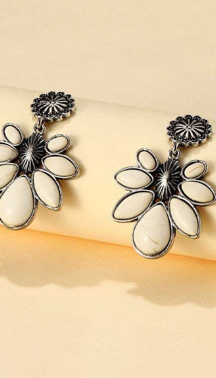 Artificial Turquoise Flower Earrings