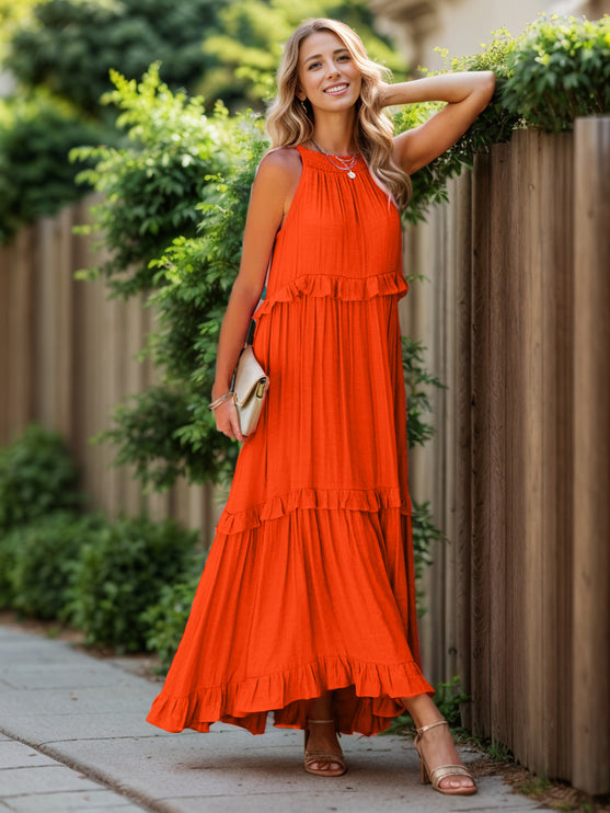 Modish Tiered Maxi Dress with Pockets