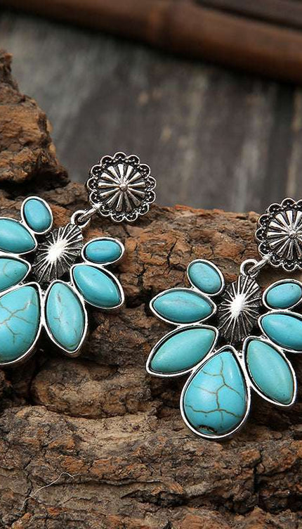 Artificial Turquoise Flower Earrings