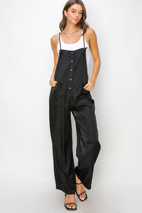 HYFVE Half Button Sleeveless Straight Jumpsuit-Modish