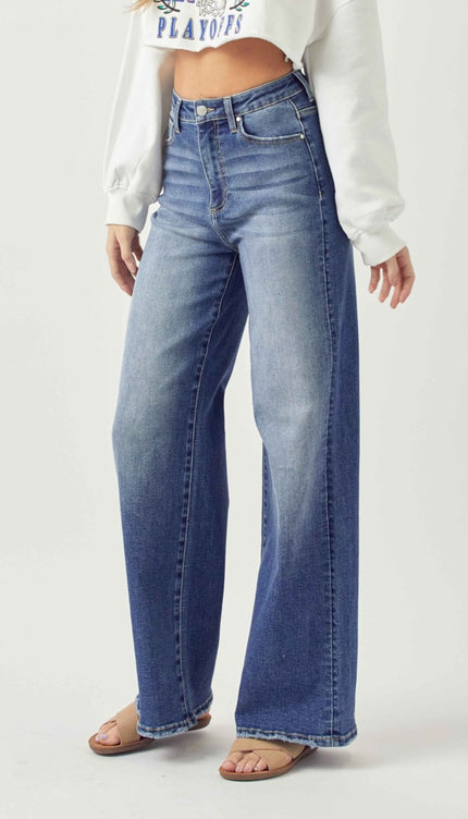 Risen Full Size High Rise Wide Leg Jeans