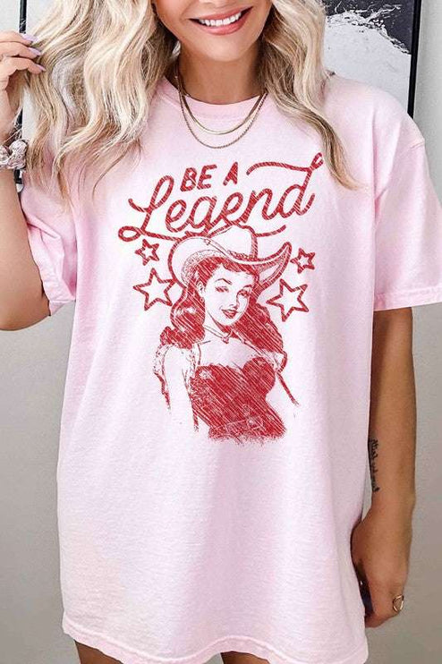 BE A LEGEND WESTERN COUNTRY GRAPHIC TEE - PINK / SMALL