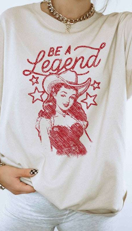 BE A LEGEND WESTERN COUNTRY GRAPHIC TEE - SAND / SMALL