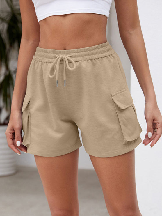 Modish Elastic Waist Shorts with Pockets