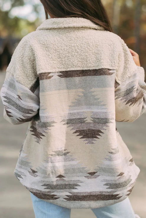 Button Up Western Aztec Sherpa Jacket