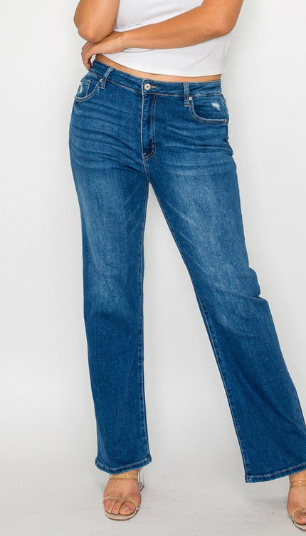 Bytos Full Size Cat’s Whiskers High Rise Straight Jeans