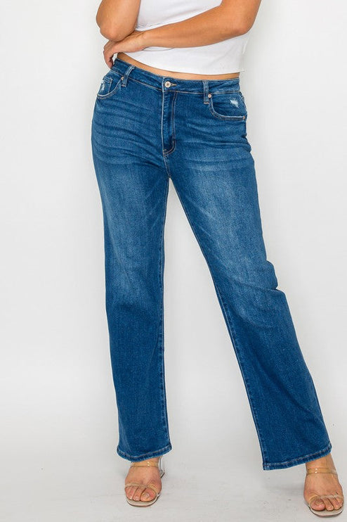 Bytos Full Size Cat’s Whiskers High Rise Straight Jeans