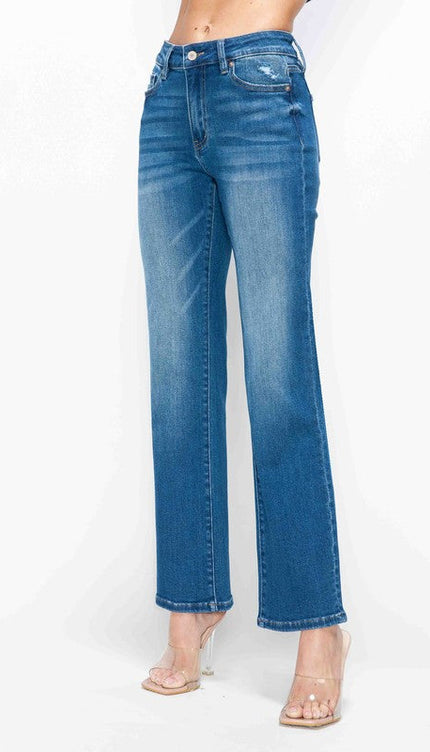 Bytos Full Size Cat’s Whiskers High Rise Straight Jeans