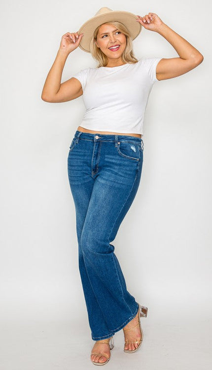 Bytos Full Size Cat’s Whiskers High Rise Straight Jeans