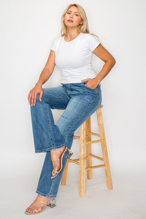 Bytos Full Size Cat’s Whiskers Mid Rise Bootcut Jeans