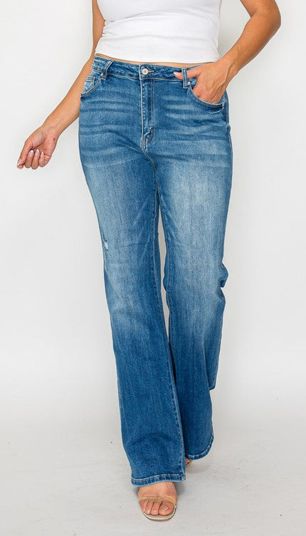 Bytos Full Size Distressed High Rise Jeans with Pockets