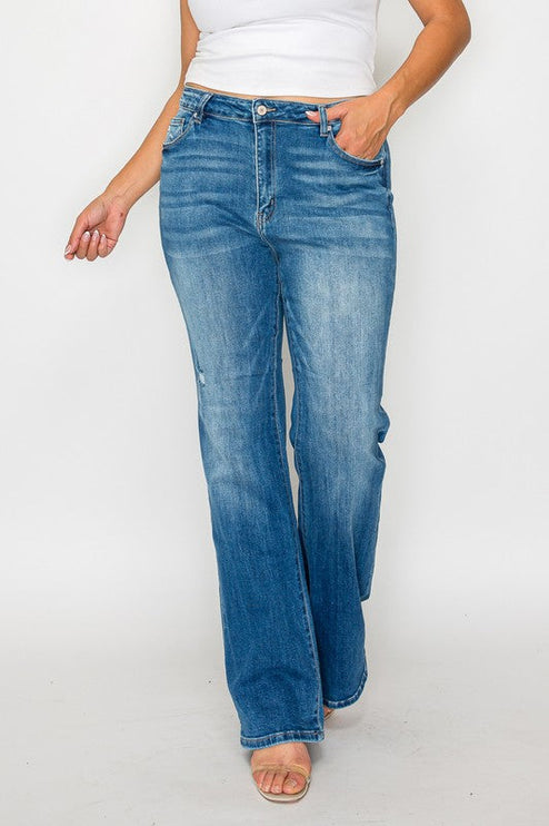 Bytos Full Size Distressed High Rise Jeans with Pockets