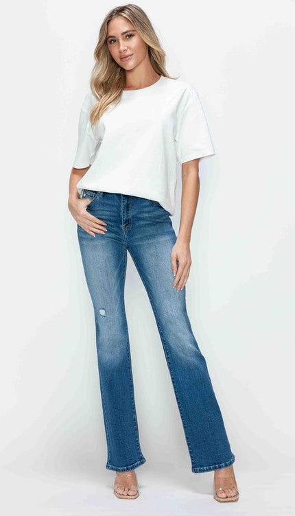 Bytos Full Size Distressed High Rise Jeans with Pockets