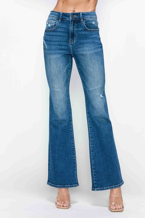 Bytos Full Size High Rise Bootcut Jeans with Pockets - Medium / 1(25)