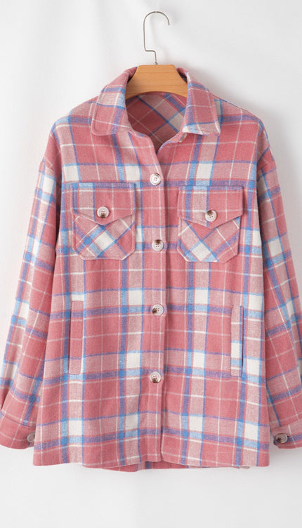 Plaid Button Up Long Sleeve Shacket