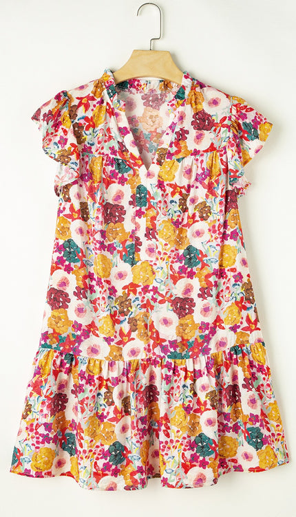 Modish Ruffled Print Mini Dress