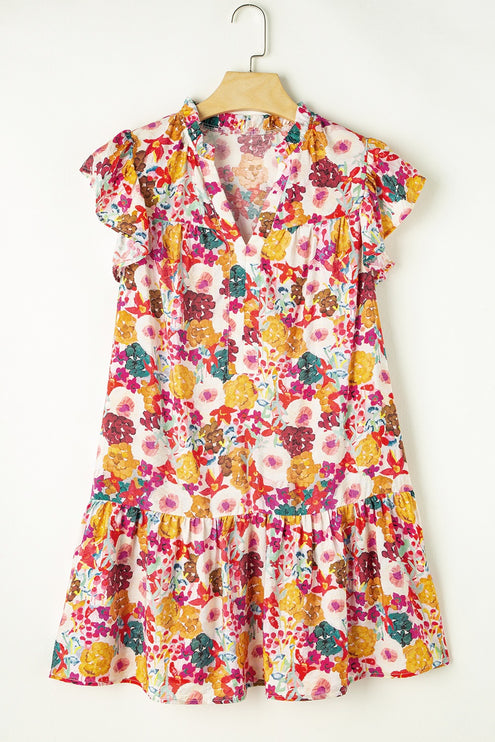 Modish Ruffled Print Mini Dress