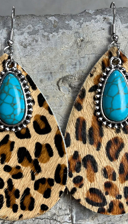 Artificial Turquoise Teardrop Earrings