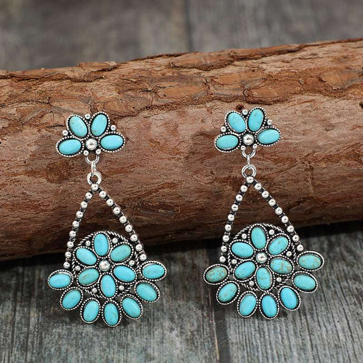 Artificial Turquoise Teardrop Earrings