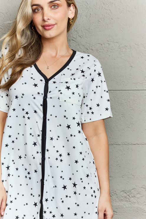 Moon Nite - MOON NITE Quilted Quivers Button Down Sleepwear Dress