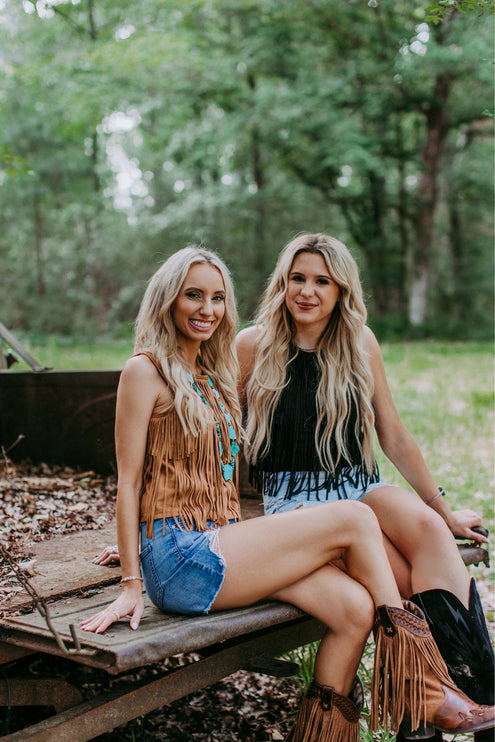 Suede Fringe Top -Brown