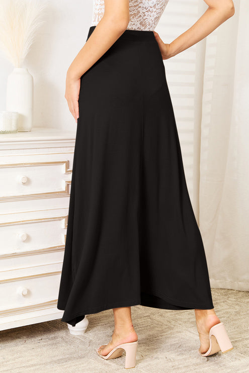 Double Take Full Size Soft Rayon Drawstring Waist Maxi Skirt Rayon-Modish