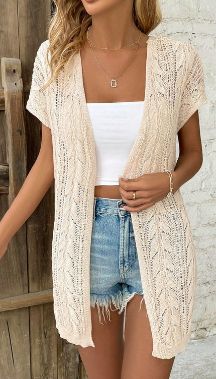 Modish Openwork Short Sleeve Cardigan