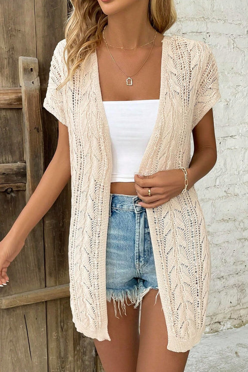 Modish Openwork Short Sleeve Cardigan