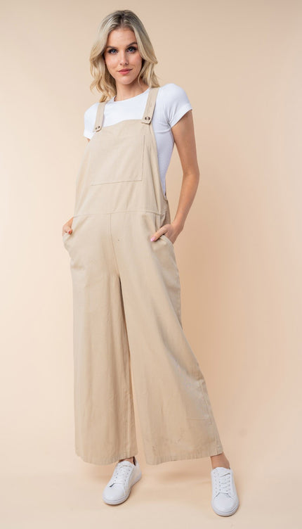 White Birch Sleeveless Wide Leg Jumpsuit-Modish