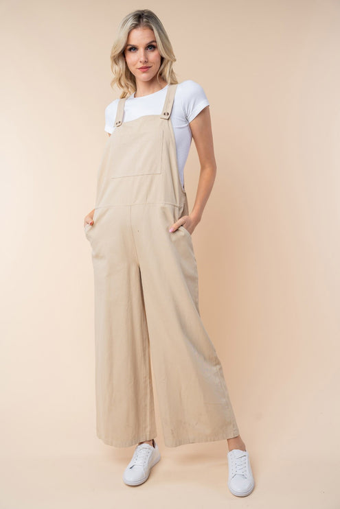 White Birch Sleeveless Wide Leg Jumpsuit-Modish