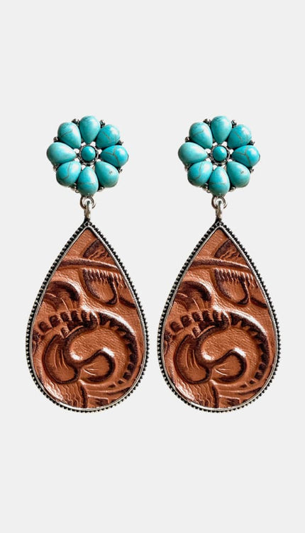 Modish Turquoise Flower Teardrop Earrings