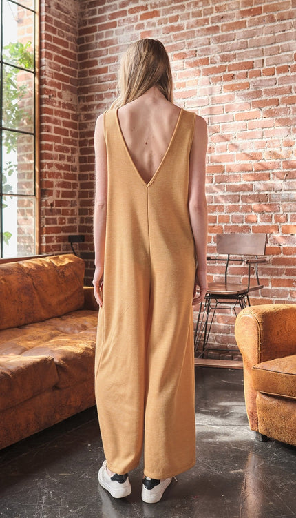 Ces Femme V-Neck Sleeveless Wide Leg Jumpsuit