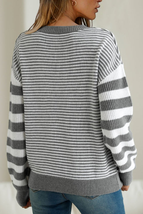 Striped Dropped Shoulder Sweater