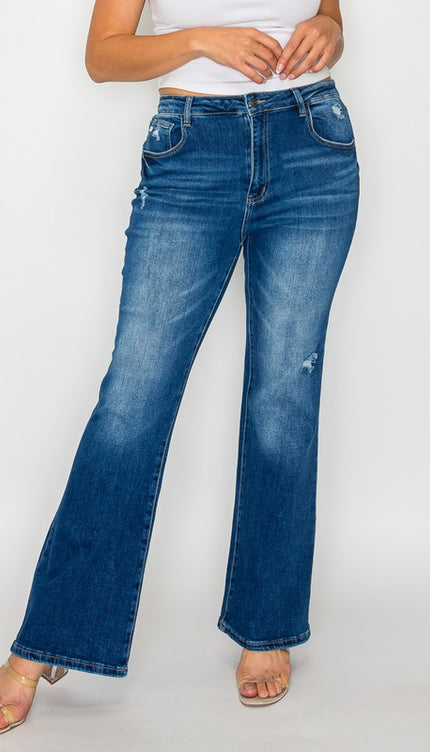 bytos Full Size High Rise Bootcut Jeans with Pockets