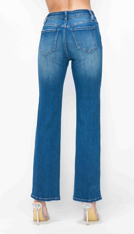 bytos Full Size Cat's Whiskers High Rise Straight Jeans