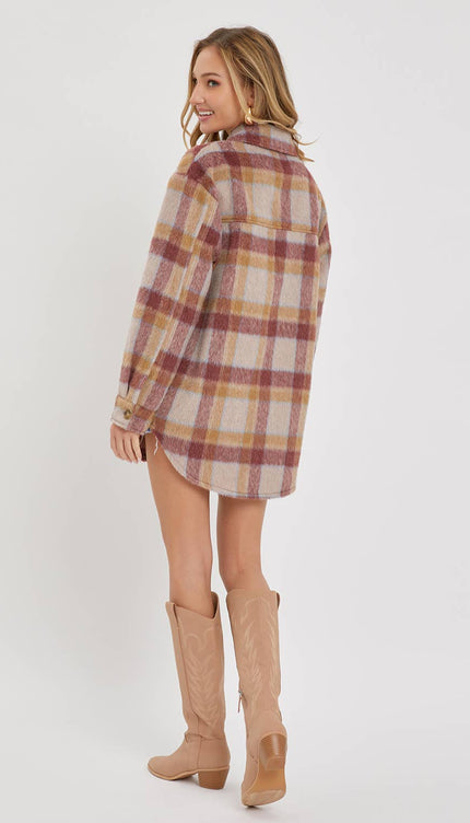 Classic Plaid Shacket - Contemporary / M / MAUVE BURGUNDY