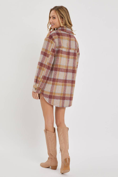 Classic Plaid Shacket - Contemporary / M / MAUVE BURGUNDY