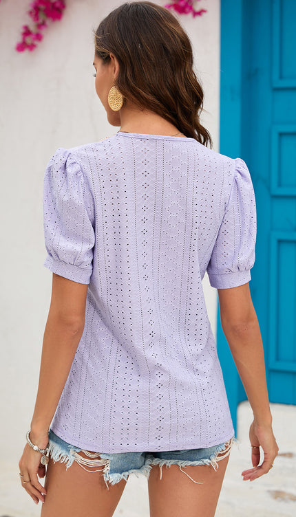 Modish Rustic Chic Eyelet Top