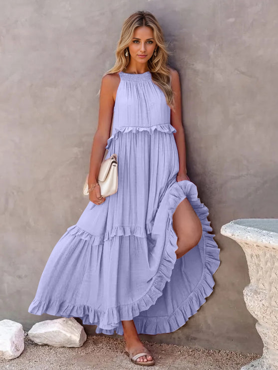 Modish Tiered Maxi Dress with Pockets