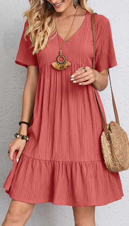 Modish Rustic Chic Full Size V-Neck Dress