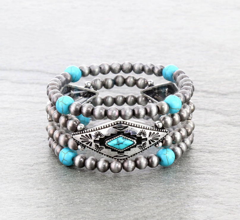 Western Aztec Stone Stretch Bracelets