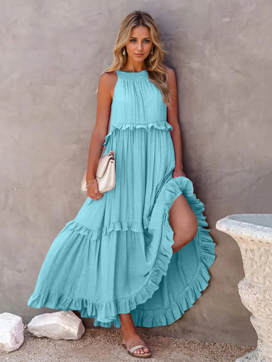 Modish Tiered Maxi Dress with Pockets