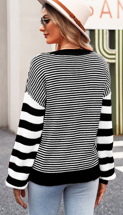 Striped Dropped Shoulder Sweater